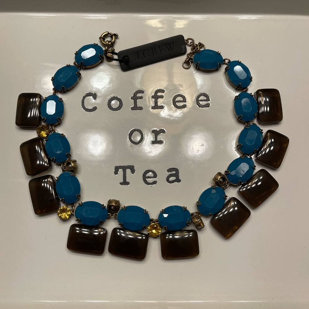NWT J. Crew Blue and Brown Gem Necklace